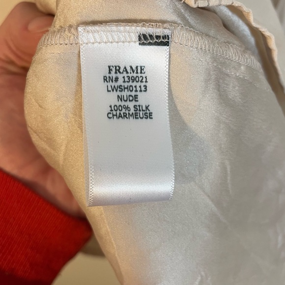 FRAME Le Pleated Silk Nude Cream Button Down Blouse Shirt Small - Picture 4 of 6